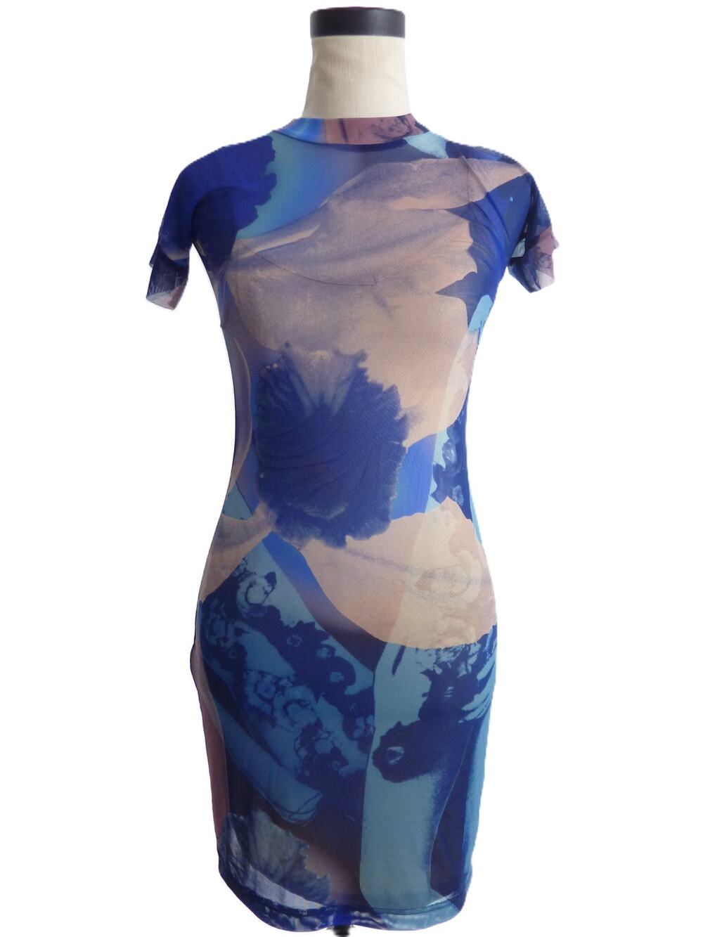 With Jean Sami Dress  Orchid Morphology Blue Mesh Size S